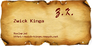 Zwick Kinga névjegykártya